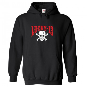 Lucky 13 Unisex Classic Kids and Adults Pullover Hoodie for Motorcycle Lovers